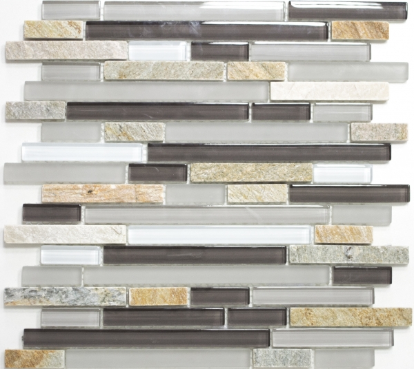 Glass mosaic natural stone rods graphite stone mosaic tiles gray brown white rust anthracite tile mirror wall WC - MOS86-0202