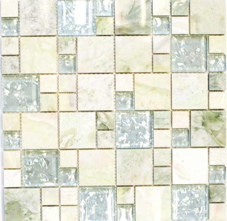 Hand-painted mosaic tile translucent gold light green combination glass mosaic Crystal stone onyx gold MOS88-MC639_m