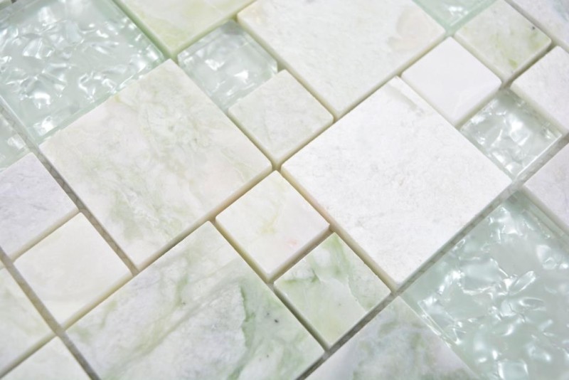 Pietra naturale vetro mosaico marmo mosaico piastrelle grigio chiaro grigio-verde bianco con punto muro backsplash piastrelle - MOS88-MC639