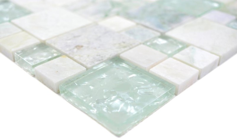 Natural stone glass mosaic marble mosaic tiles light gray gray-green white with stitch tile backsplash wall - MOS88-MC639
