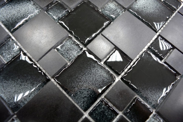 Hand-painted mosaic tile Translucent black combination glass mosaic Crystal stone black broken edge MOS88-0304_m