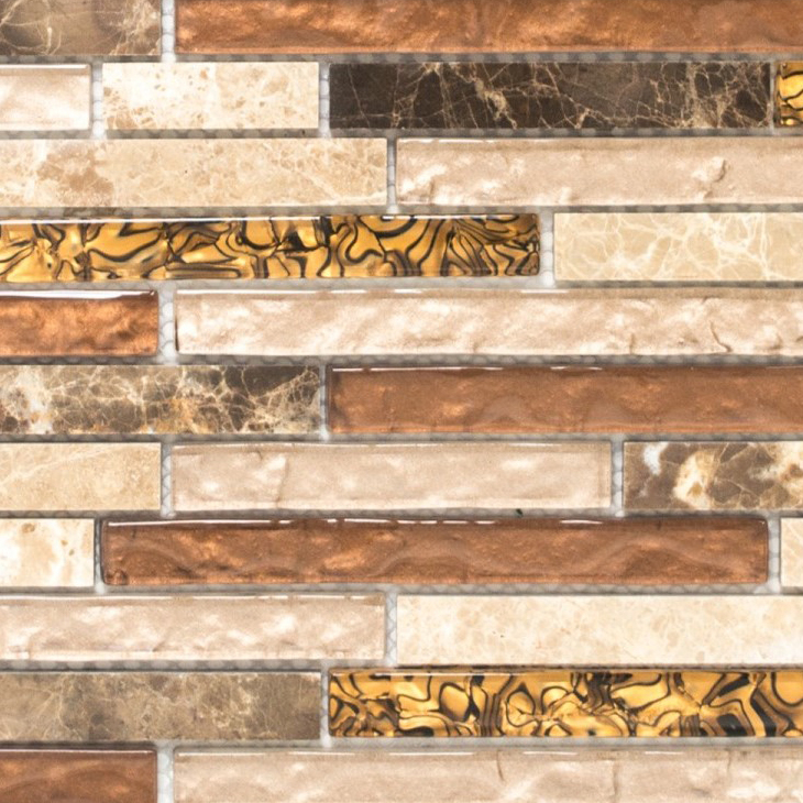 Mosaic tile kitchen splashback translucent beige brown composite glass mosaic Crystal marble beige brown MOS86-1302_f
