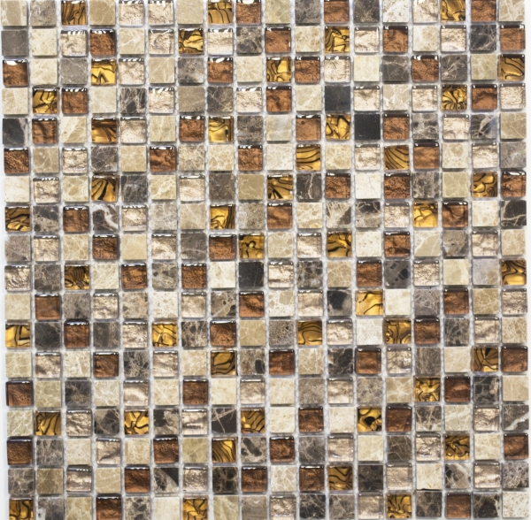 Mosaikfliese Transluzent beige braun Glasmosaik Crystal Stein beige braun MOS92-1206
