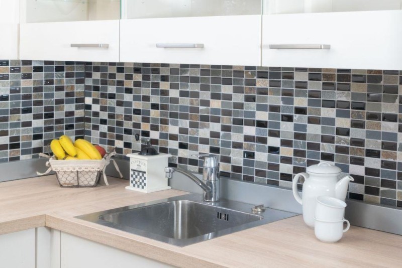 Rectangular mosaic tiles glass mosaic beige black anthrzit stone tile backsplash kitchen backsplash bathroom WC - MOS87-1312
