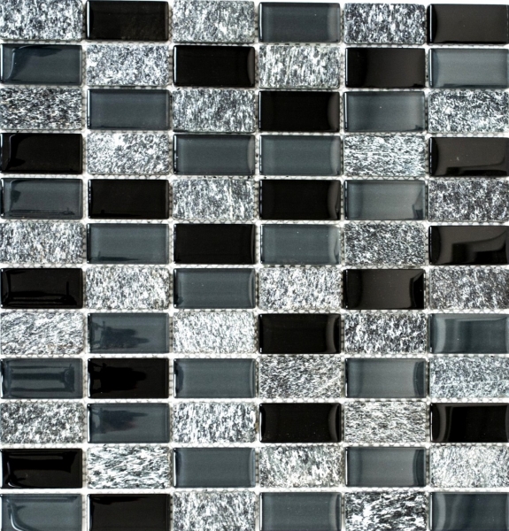 Piastrelle rettangolari mosaico vetro pietra grigio nero antracite backsplash cucina backsplash bagno - MOS87-1303