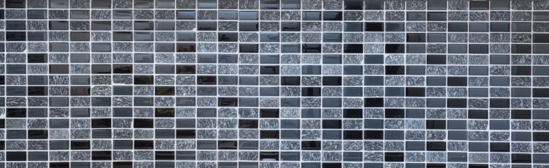 Riemchen Rechteck Mosaikfliesen Glasmosaik Stein grau schwarz anthrazit Fliesenspiegel Küchenrückwand Bad - MOS87-1303