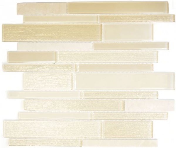 Glass mosaic natural stone mosaic tiles composite rods light beige cream ivory wall facing kitchen tile - MOS67-GV14