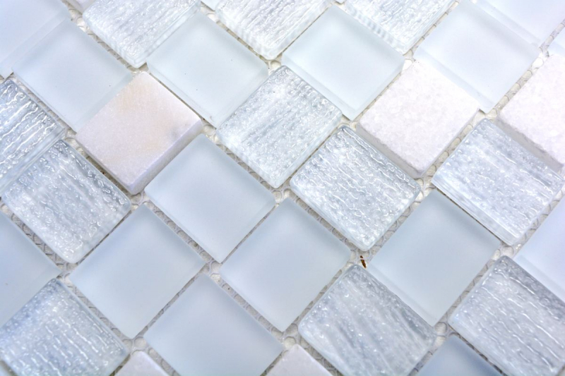 Piastrella di mosaico bianco traslucido rettangolo mosaico di vetro Crystal stone bianco MOS82-0111_f