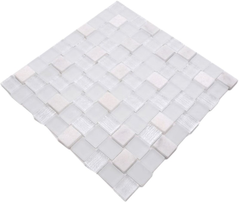 Natural stone rustic mosaic tile glass mosaic marble frosted glass white clear frosted tile backsplash wall bathroom kitchen WC - MOS82-0111