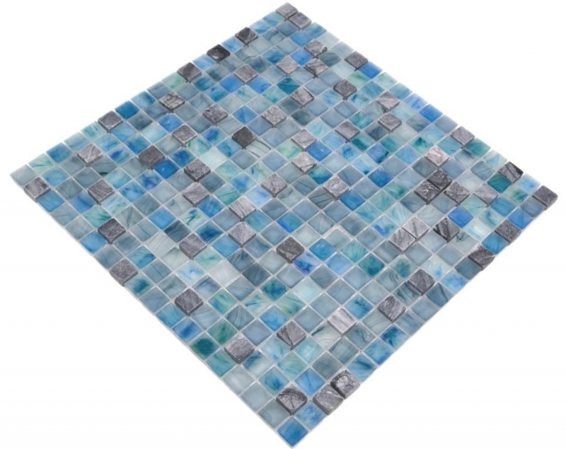 Pierre naturelle Mosaïque de verre Carreaux de mosaïque vert bleu gris anthracite verre dépoli givré carrelage cuisine mur WC - MOS92-XCR1501