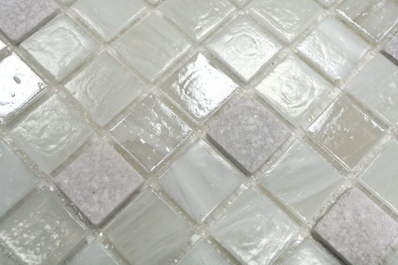 Piastrelle di mosaico per la cucina, mosaico di vetro bianco, pietra Crema MOS94-2503_f