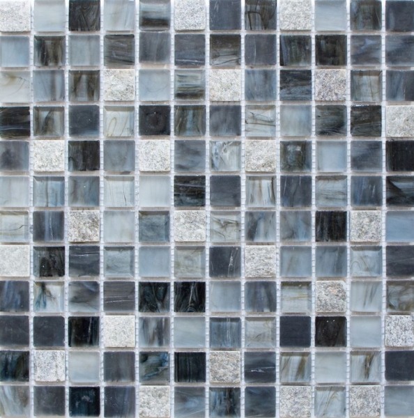 Natural stone glass mosaic mosaic tiles cream gray black anthracite light gray dark gray tile backsplash bathroom wall - MOS94-2507