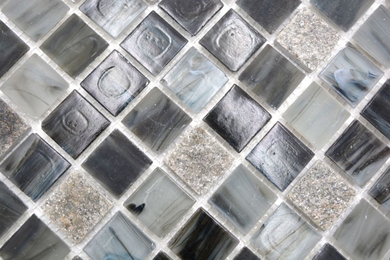 Pietra naturale vetro mosaico piastrelle crema grigio nero antracite grigio chiaro grigio scuro backsplash bagno parete - MOS94-2507