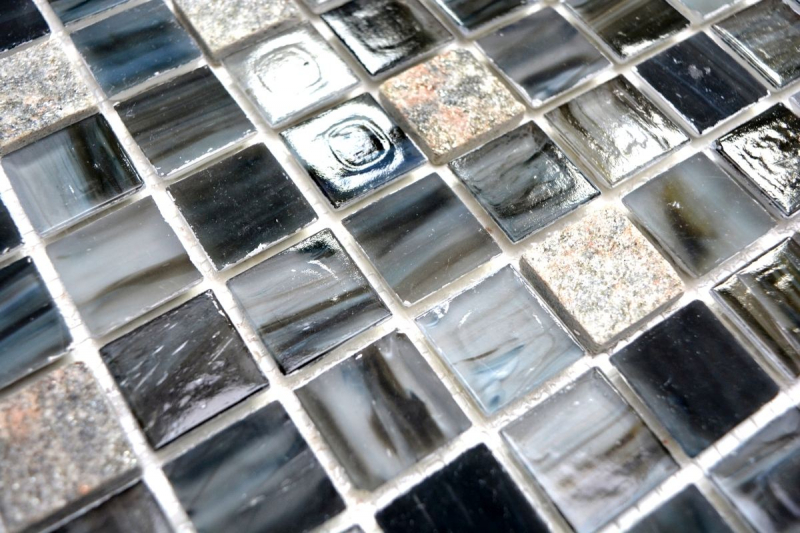 Piastrelle mosaico cucina grigio-nero mosaico vetro pietra Crema MOS94-2507_f