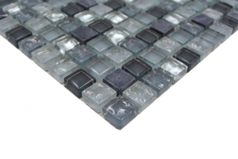 Glass mosaic natural stone mosaic tile clear gray silver anthracite tile backsplash kitchen bathroom - MOS92-0208