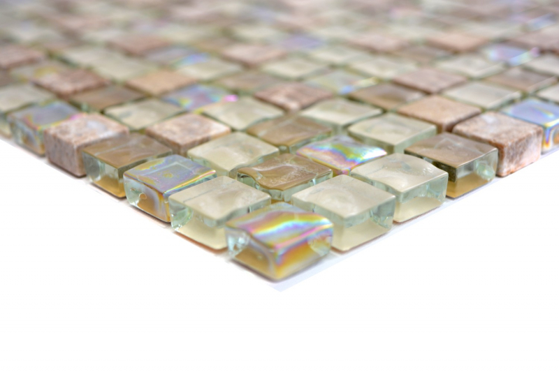 Mosaik Fliese Transluzent hellbraun beige Glasmosaik92-1213_f10 Matten 