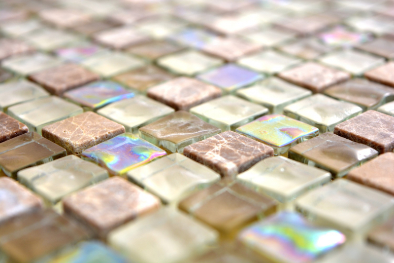 Mosaico di vetro in pietra naturale piastrelle di mosaico marrone chiaro beige dorato marrone ocra rivestimento della cucina piastrelle muro - MOS92-1213