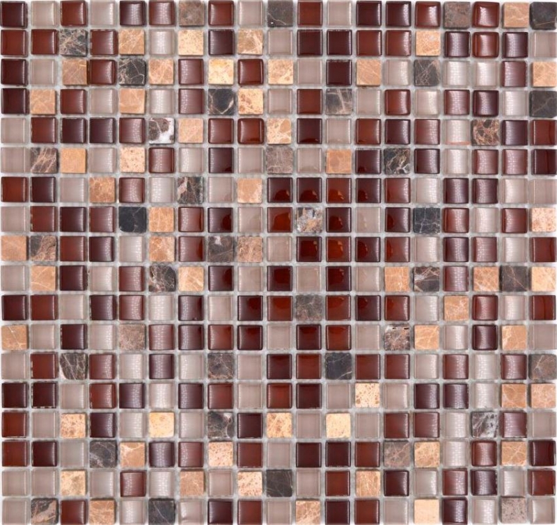 Mosaïque de verre Pierre naturelle Carreau de mosaïque brun foncé brun clair ocre SALLE DE BAIN WC CUISINE MUR Carrelage - MOS92-1304