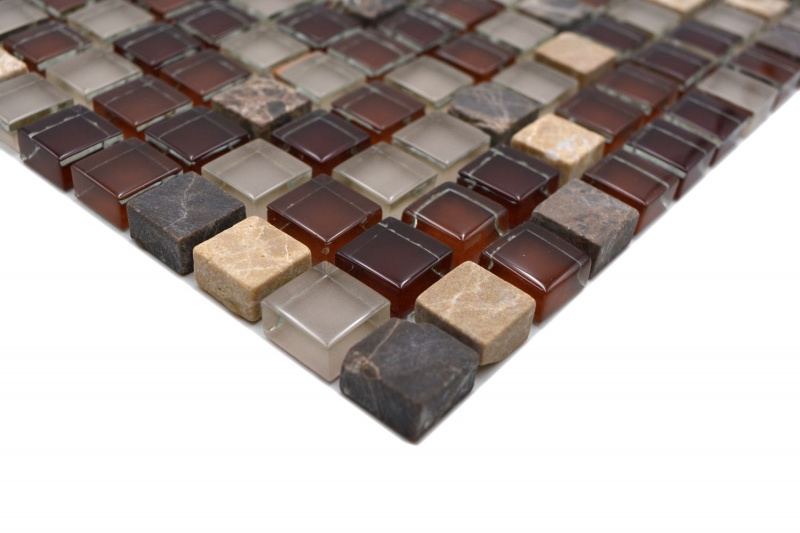 Glass mosaic natural stone mosaic tile dark brown light brown ochre BATH WC kitchen WALL tile backsplash - MOS92-1304