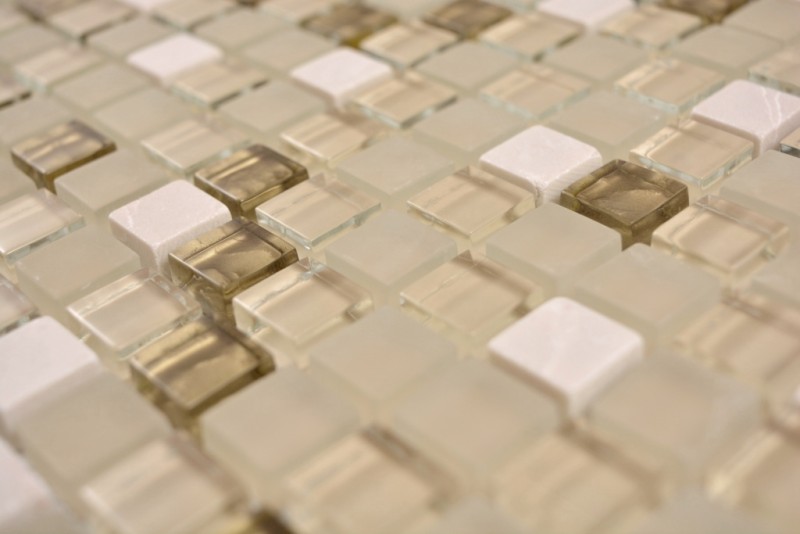Mosaico di vetro in pietra naturale piastrelle di mosaico bianco opaco oro crema smerigliato piastrelle di vetro backsplash cucina - MOS92-1201
