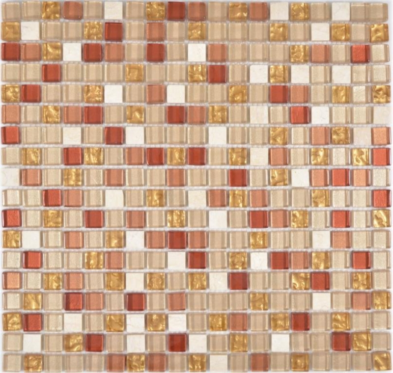 Mosaïque de verre Pierre naturelle Carreau de mosaïque ocre or orange crème Carrelage mur cuisine salle de bain - MOS92-1205