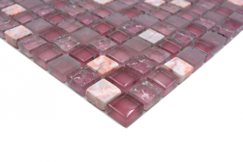 Glasmosaik Naturstein Mosaikfliese Marmor rosa rose pink BAD WC Küche WAND Fliesenspiegel - MOS92-1002