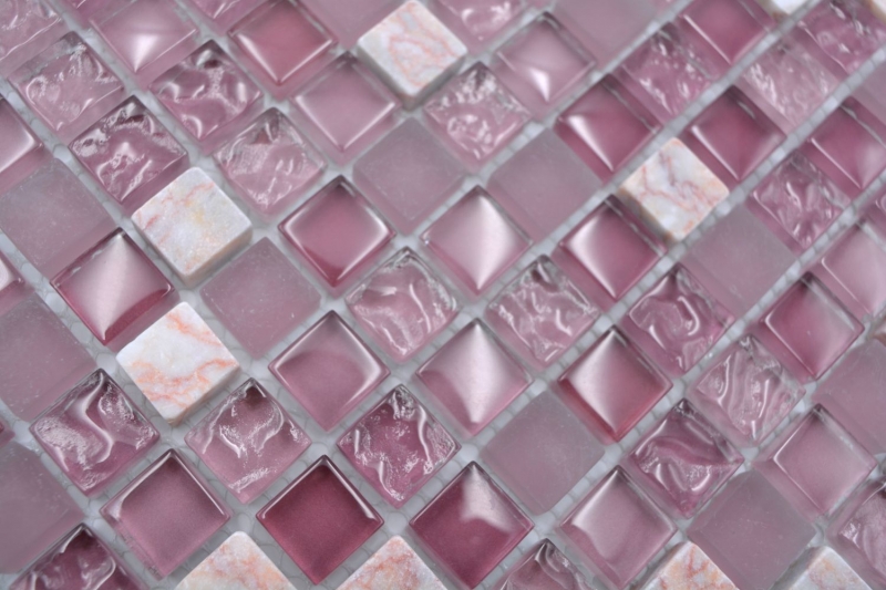 Glasmosaik Naturstein Mosaikfliese Marmor rosa rose pink BAD WC Küche WAND Fliesenspiegel - MOS92-1002