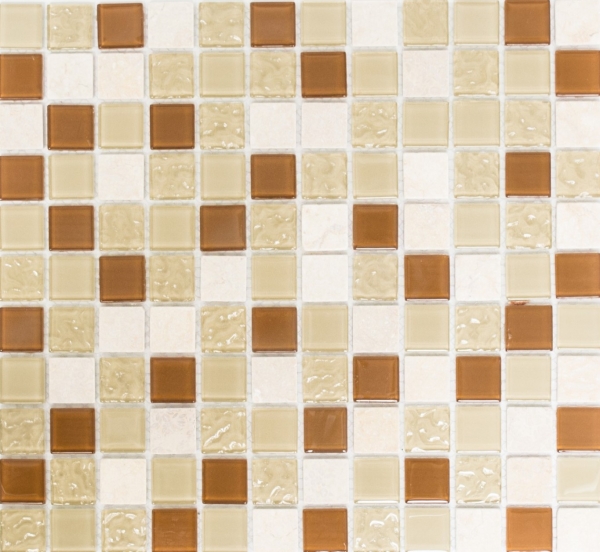 Mosaico di vetro pietra naturale marmo mosaico piastrelle rustico beige ocra crema marrone dorato splashback piastrelle cucina - MOS62-1204-GN