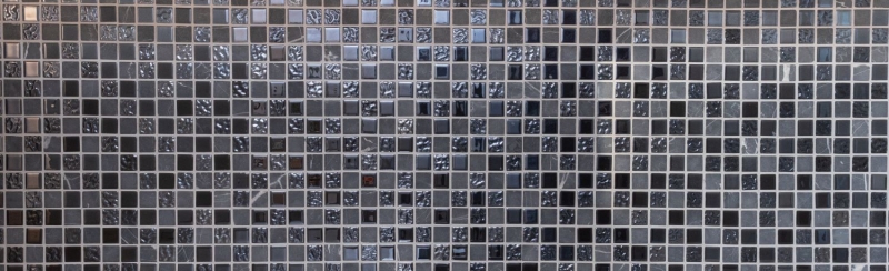 Glasmosaik Naturstein Mosaikfliesen Rustikal steingrau schwarz anthrazit graphit Fliesenspiegel Küchenrückwand - MOS62-0302-GN