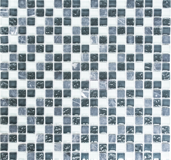 Mosaik Fliese Transluzent weiß grau Glasmosaik Crystal92-0103_f10 Matten 