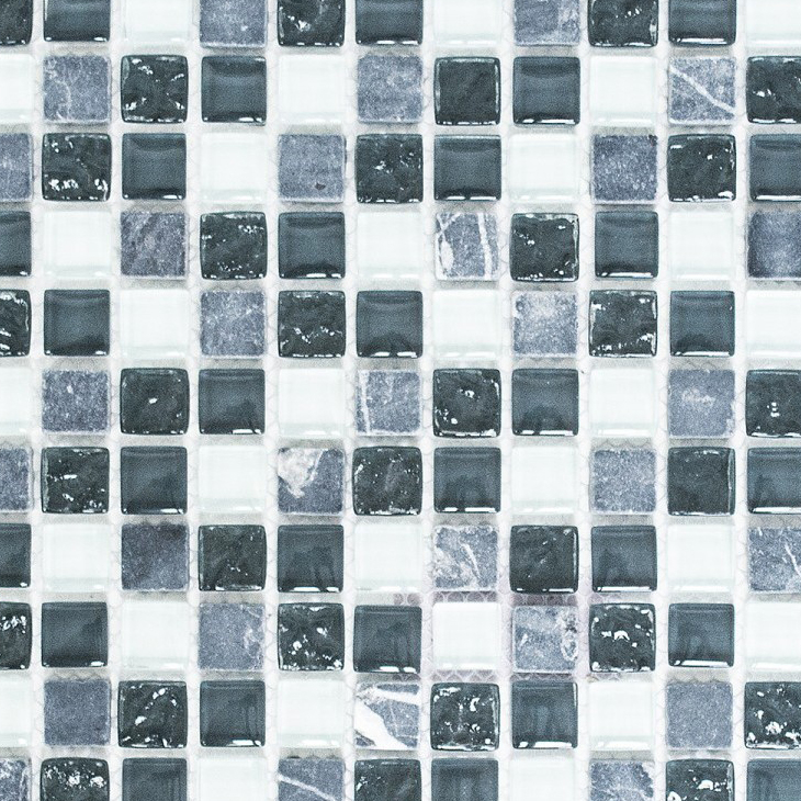 Glass mosaic natural stone mosaic tile gray anthracite dark gray white tile backsplash wall kitchen bathroom toilet - MOS92-0204