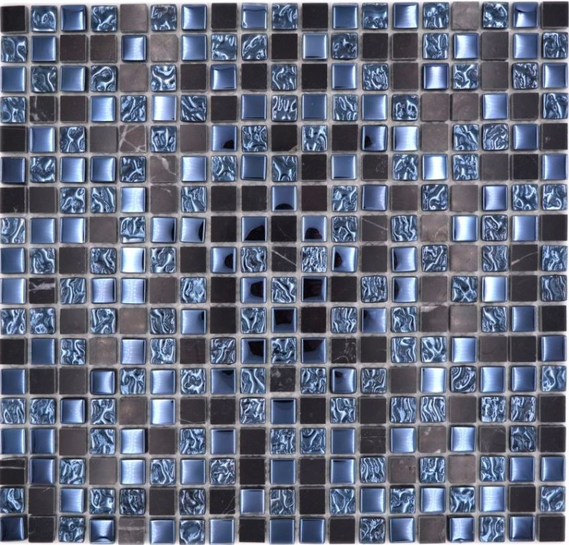 Mosaïque de verre Pierre naturelle Carreau de mosaïque Marbre gris noir bleu noir Carrelage fond de cuisine salle de bain - MOS92-0302