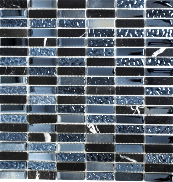 Piastrella di mosaico dipinta a mano Tondini traslucide grigio nero Mosaico di vetro Pietra di cristallo grigio nero MOS87-0302_m
