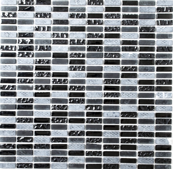 Piastrella di mosaico dipinta a mano Backsplash di piastrelle Tondini grigio traslucido Mosaico di vetro Pietra di cristallo grigio nero opaco MOS87-1403_m