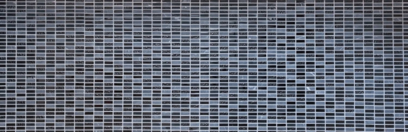 Riemchen Rechteck Mosaikfliesen Glasmosaik Stäbchen mini grau schwarz anthrazit Naturstein Struktur Fliesenspiegel Küche WC - MOS87-1403