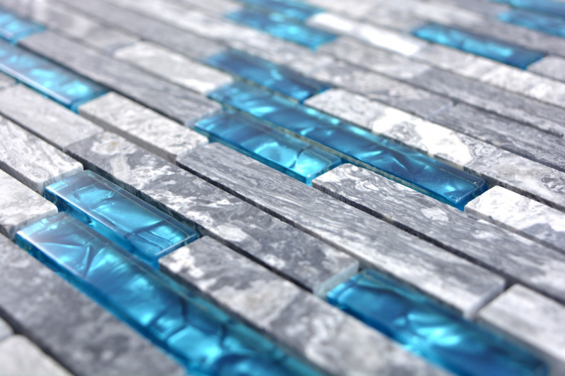 Carreau de mosaïque translucide gris composite Mosaïque de verre Crystal pierre grise bleue MOS87-0404_f