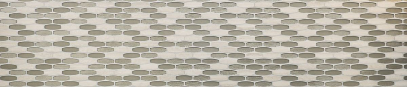Naturstein Glasmosaik Marmor Mosaikfliesen Oval Bootsform hellgrau beige hellbraun Fliesenspiegel Wand Küche - MOS85-BM59