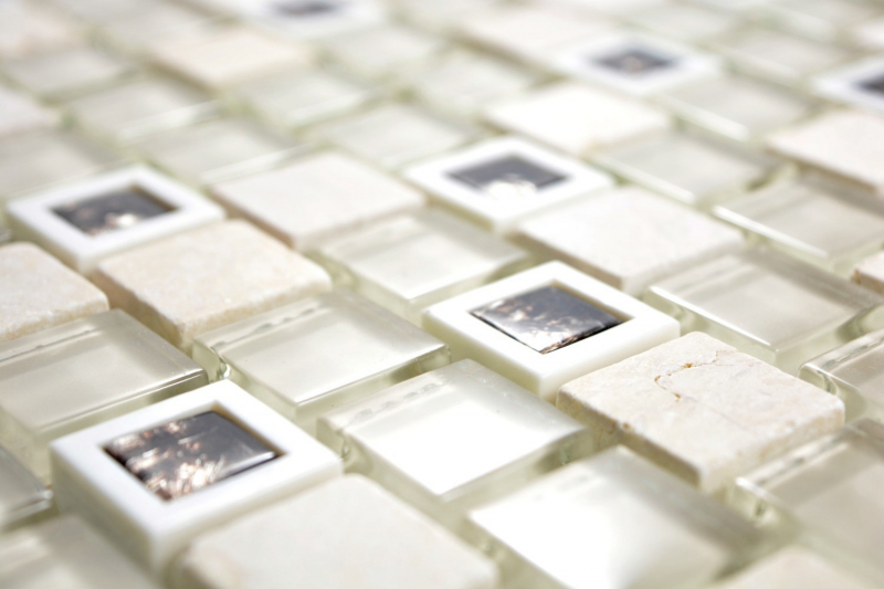 Piastrella di mosaico Plastica traslucida beige Mosaico di vetro Pietra di cristallo beige MOS82BM-0115_f