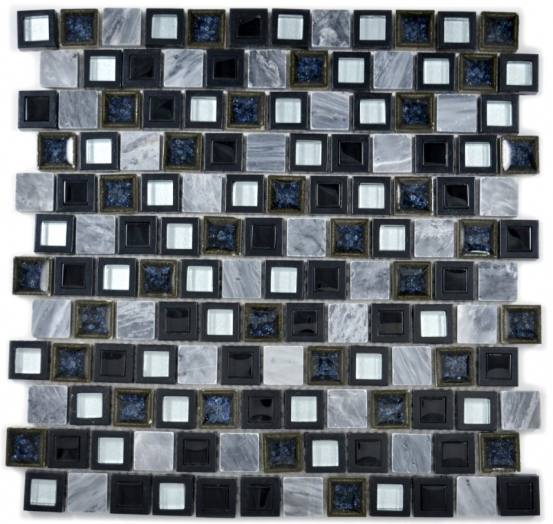 Pierre naturelle Mosaïque de verre Marbre plastique gris noir anthracite multiformat cuisine mur WC - MOS82BM-0119