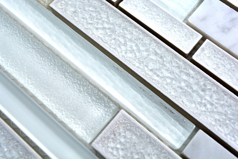 Ceramica vetro mosaico tessere di marmo pietra naturale bianco chiaro carrara grigio chiaro backsplash muro piastrelle WC - MOS87SO-0101