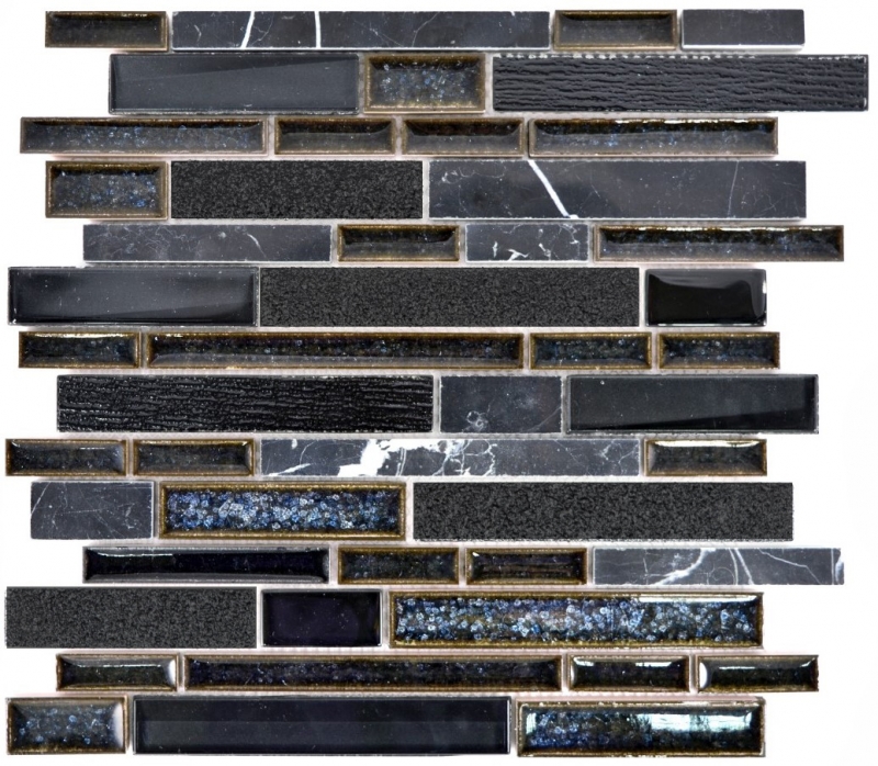 Glass mosaic natural stone rods mosaic ceramic marble black blue black graphite tile backsplash wall WC - MOS87SO-0329