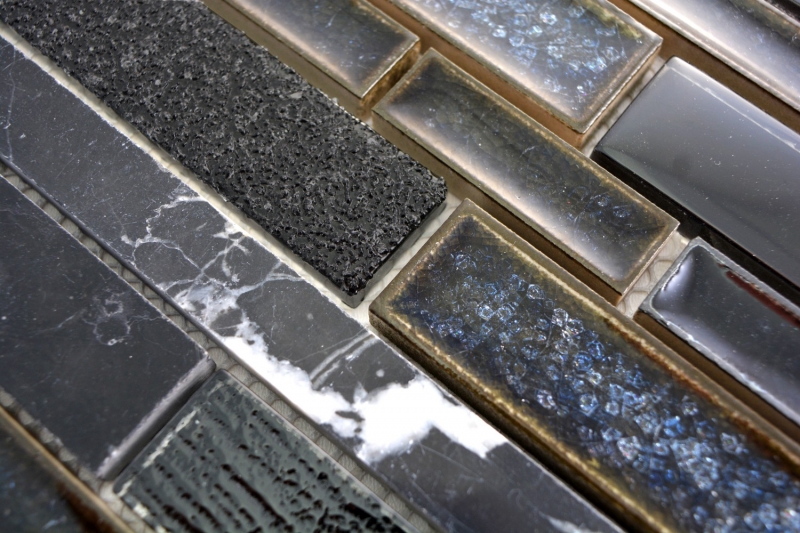 Glass mosaic natural stone rods mosaic ceramic marble black blue black graphite tile backsplash wall WC - MOS87SO-0329