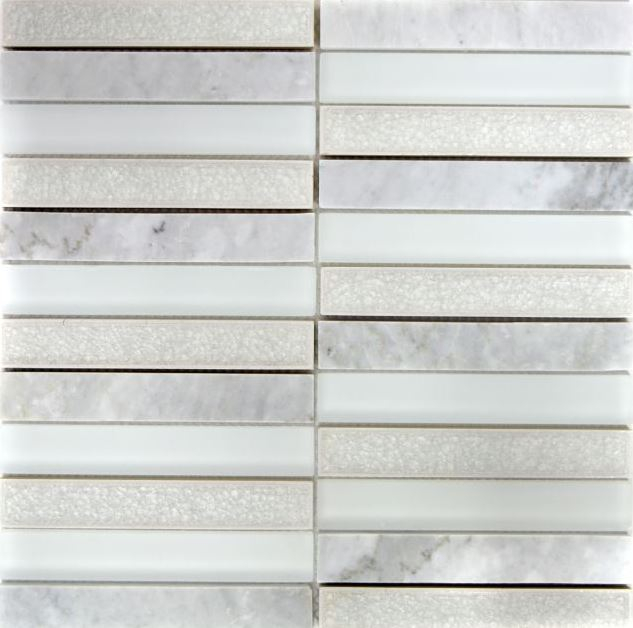 Échantillon manuel Carreau de mosaïque Céramique translucide blanc Rectangle Mosaïque de verre Crystal Pierre Céramique blanc arctique MOS40-ICE150_m