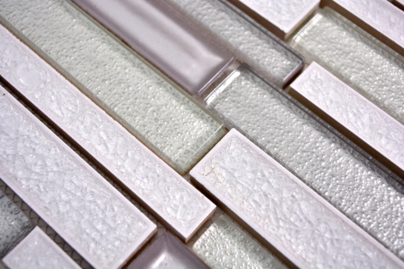 Piastrella di mosaico in ceramica composita vetro mosaico artico bianco mix beige piastrella backsplash muro - MOS83IC-0131