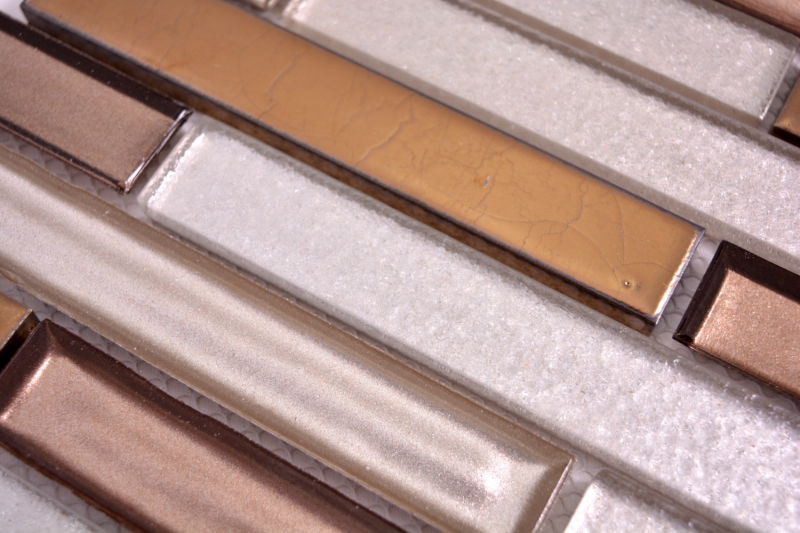 Échantillon manuel Carreau de mosaïque translucide céramique blanche cuivre composite Mosaïque de verre Crystal céramique blanche cuivre MOS87OL-015_m
