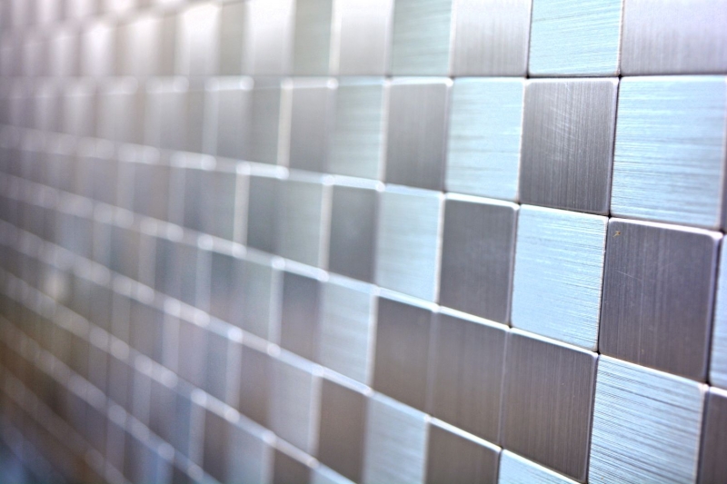 selbst­kle­bende Mosaikfliese ALU silber metall Fliesenspiegel Küchenrückwand MOS200-22M25