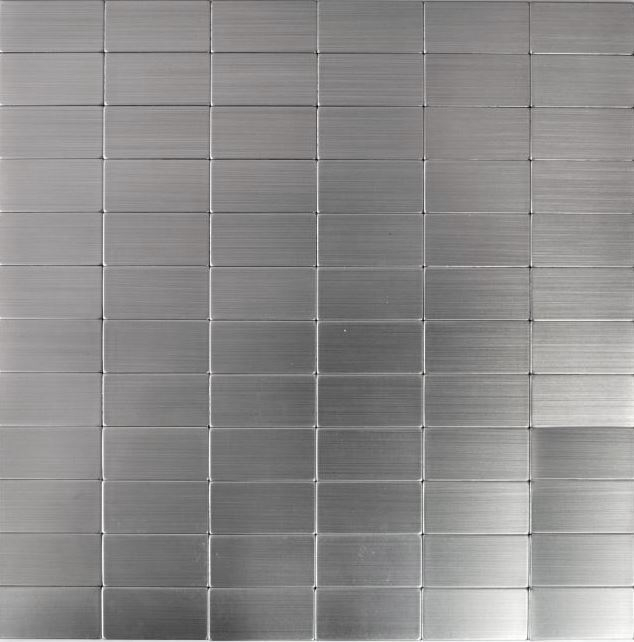 Piastrelle a mosaico autoadesive alluminio argento metallo rettangolo MOS200-22M50_f
