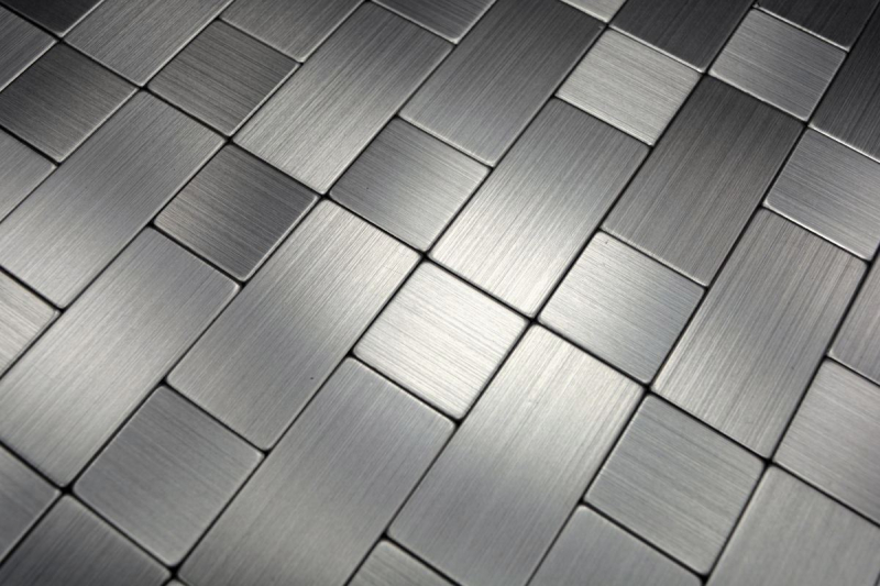 Mosaic tiles kitchen splashback self-adhesive aluminum silver metal combination MOS200-4MM87_f