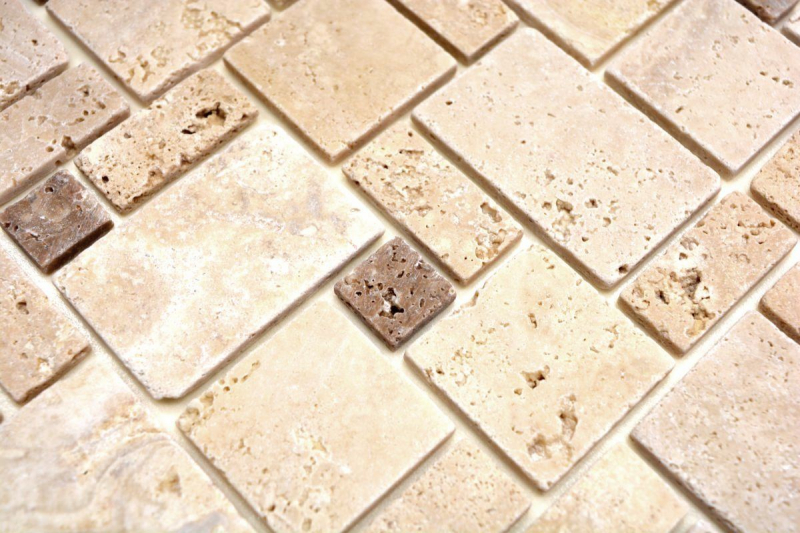 Mosaic tiles kitchen splashback self-adhesive travertine natural stone beige combination travertine beige MOS200-4CM14_f