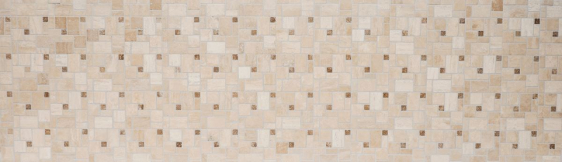 Campione a mano di mosaico Piastrella backsplash autoadesiva travertino pietra naturale beige combinazione travertino beige MOS200-4CM14_m